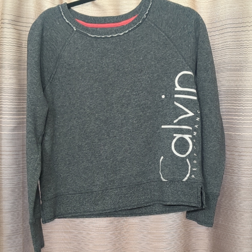 Calvin Klein Dark Gray Crewneck Sweatshirt with Side Logo